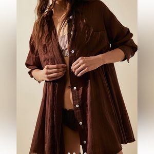 Free People Splice up shirt dress tunic